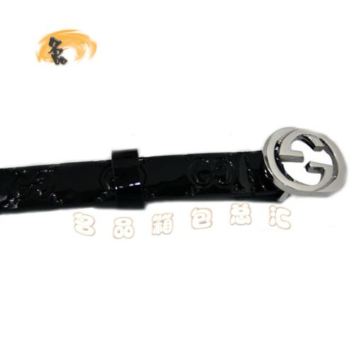 N013 古奇皮帶 Gucci皮帶 Gucci漆皮時尚女士皮帶 牛皮Gucci腰帶 黑色
