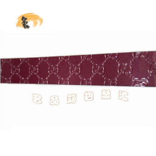 201790 Gucci皮帶 Gucci時尚牛皮雙G壓花女士皮帶 古奇皮帶 漆皮腰帶 紫紅色銀扣