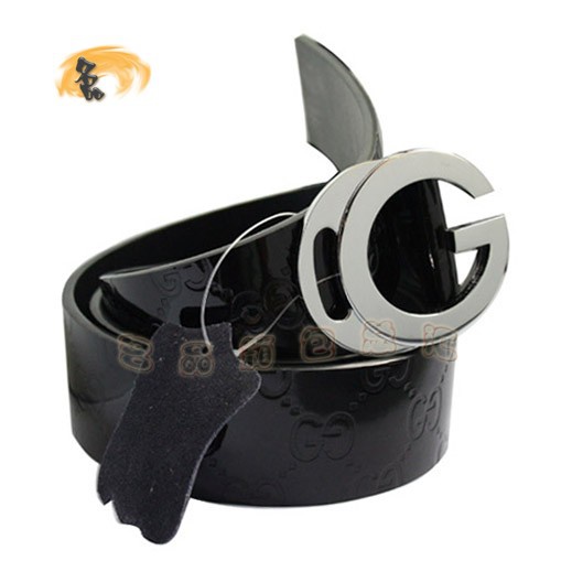 201790 Gucci皮帶 經(jīng)典款Gucci時(shí)尚牛皮雙G壓花女士皮帶 古奇皮帶 漆皮腰帶 黑色