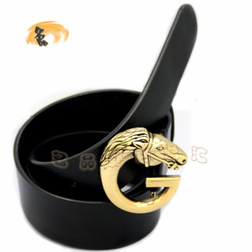 201786 Gucci皮帶 Gucci時尚牛皮男士皮帶 Gucci腰帶 經(jīng)典馬頭扣古奇男士皮帶 黑色