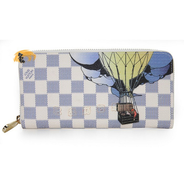 M63006 LV最新款 卡通畫版長(zhǎng)款錢包 LV錢包 白色棋盤格女士錢夾 LV Zippy系列