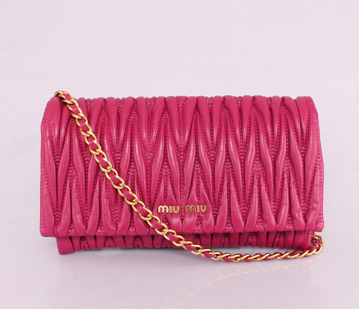 MIUMIU繆繆新款女包 81204玫紅羊皮