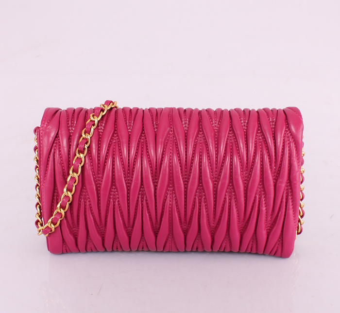 MIUMIU繆繆新款女包 81204玫紅羊皮