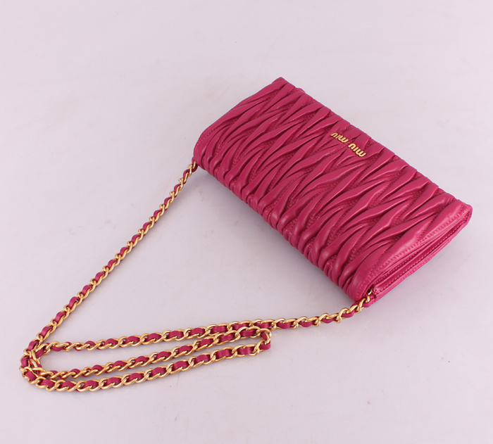 MIUMIU繆繆新款女包 81204玫紅羊皮