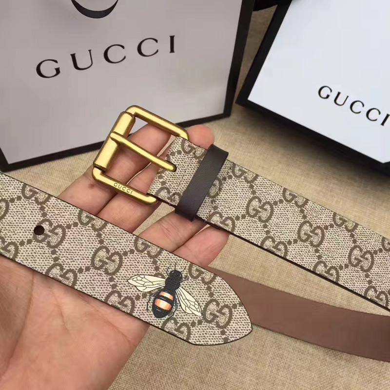 Gucci古奇新款2017蜜蜂印花腰帶 Gucci女士皮帶 古馳要帶