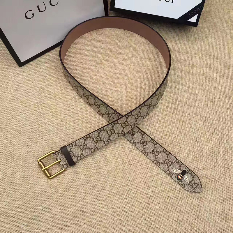 Gucci古奇新款2017蜜蜂印花腰帶 Gucci女士皮帶 古馳要帶