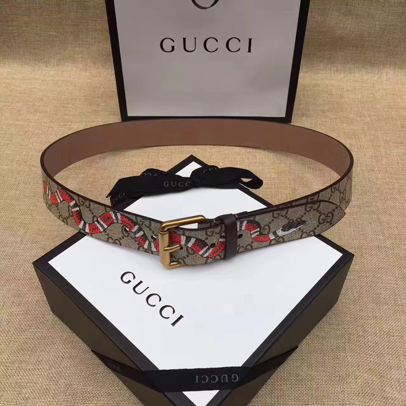 Gucci古奇新款2017蛇印花腰帶 Gucci女士皮帶 古馳要帶