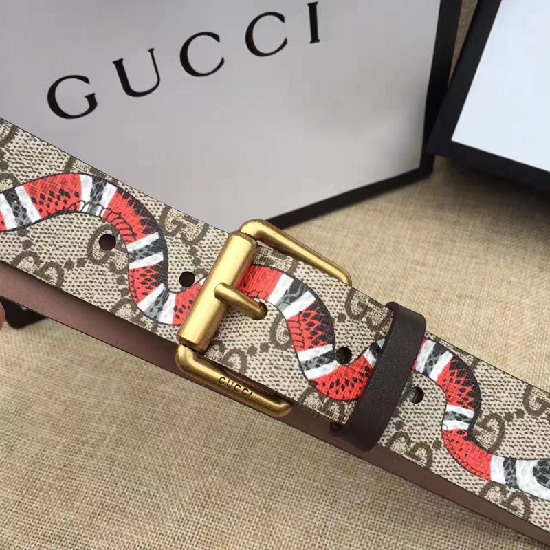Gucci古奇新款2017蛇印花腰帶 Gucci女士皮帶 古馳要帶