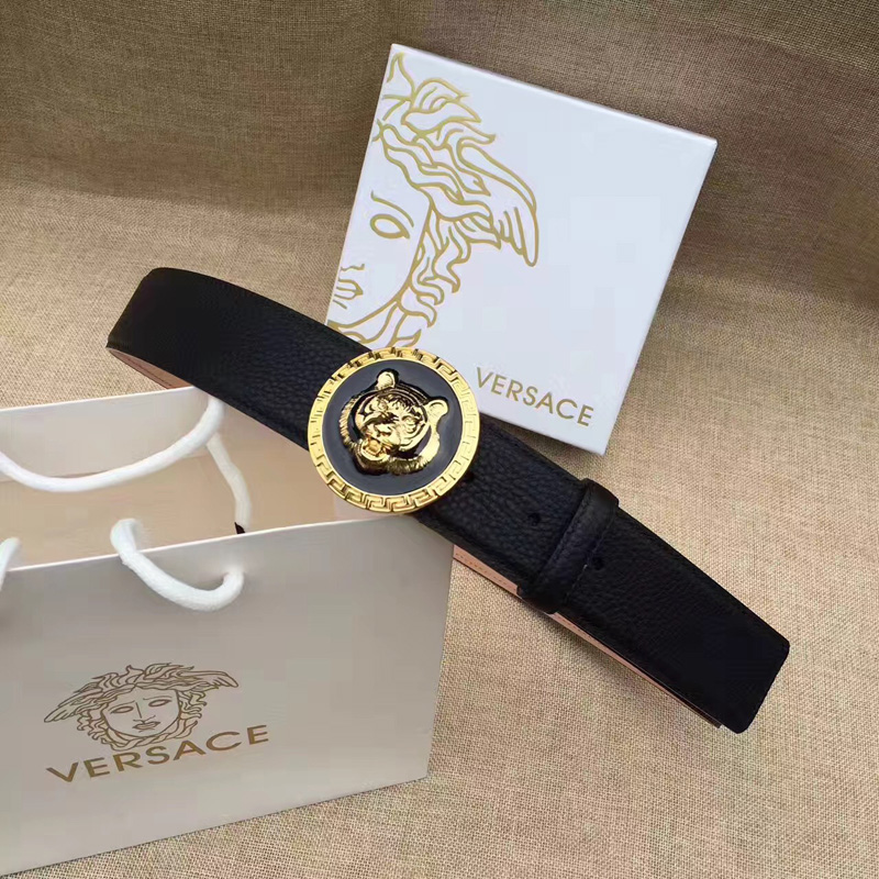 范思哲Versce皮帶 范思哲虎頭扣頭皮帶 男士腰帶牛皮 黑色