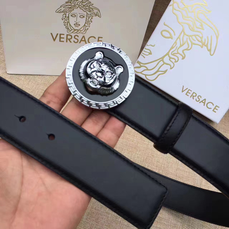 范思哲Versce皮帶 范思哲虎頭扣頭皮帶 男士腰帶牛皮 黑色