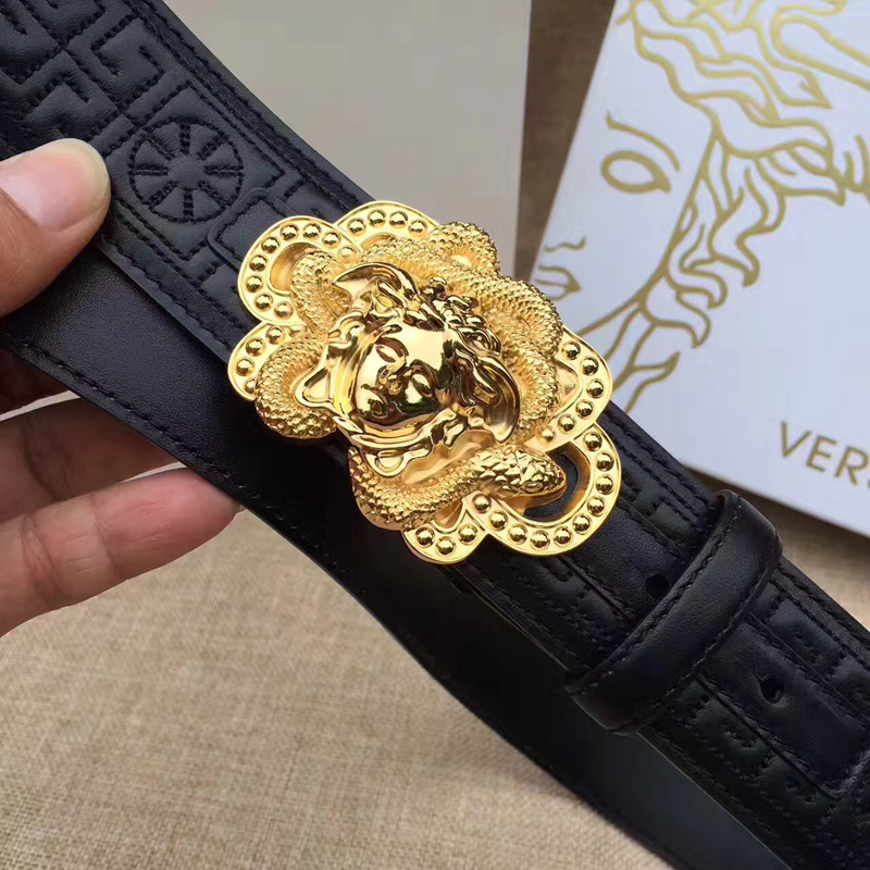 范思哲Versce2017新款皮帶 男士腰帶牛皮 黑色