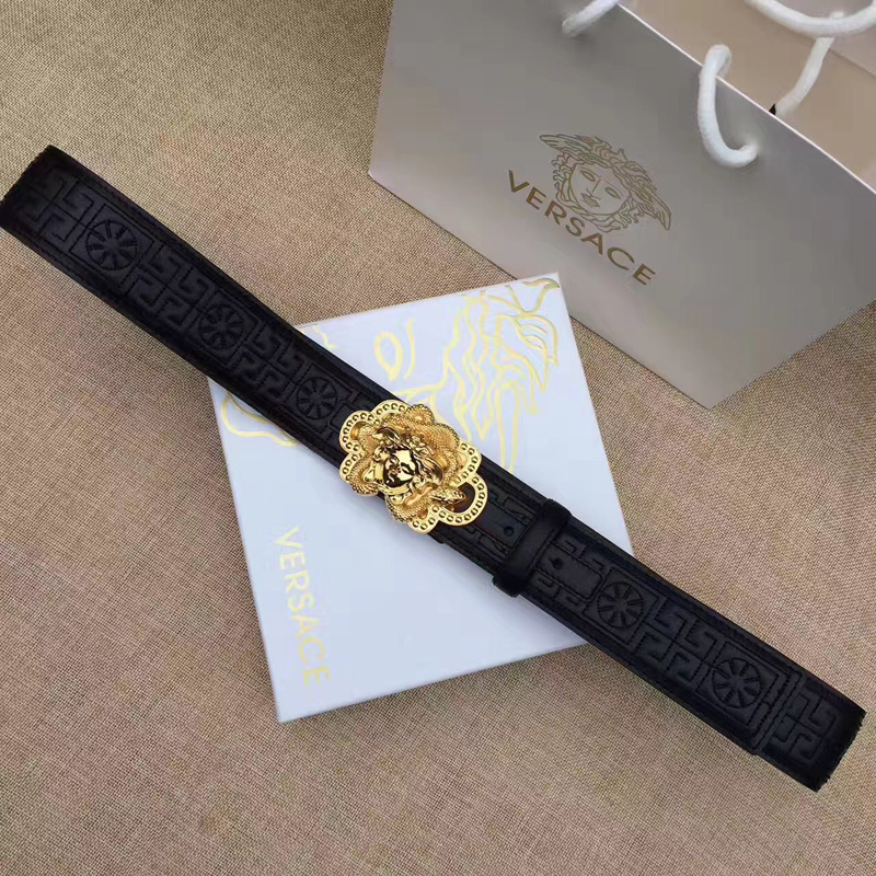 范思哲Versce2017新款皮帶 男士腰帶牛皮 黑色