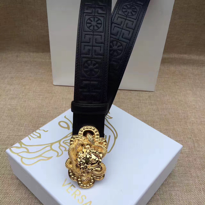 范思哲Versce2017新款皮帶 男士腰帶牛皮 黑色