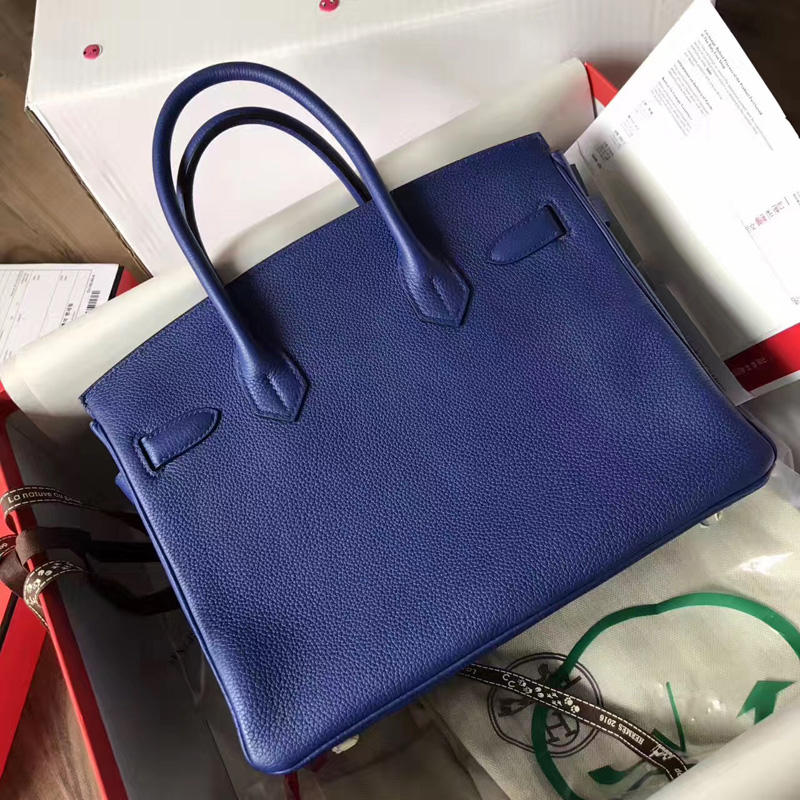 愛馬仕手提包 Hermes Birkin系列 鉑金包 純手工定制版 30cm TOGO皮 電光藍