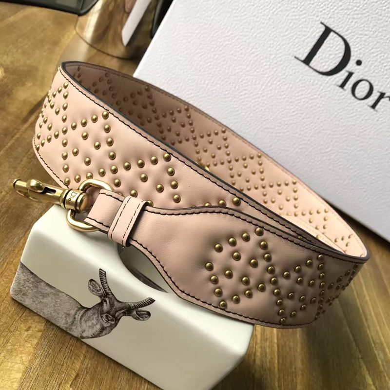 M0579 Dior迪奧 LADY DIOR粉色小牛皮柔軟手提包 飾釘手提單肩包