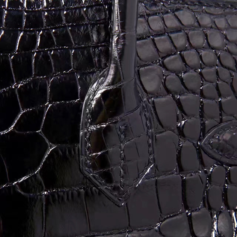 愛馬仕手提包 Hermes Birkin系列 鉑金包 純手工定制版 30cm 鱷魚皮 黑色