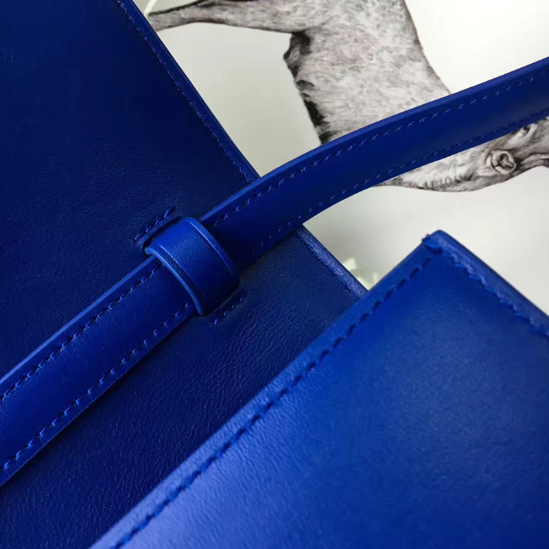 賽琳Celine box女包 賽琳豆腐包 Celine CLASSIC中號 單肩斜挎包 蘭色