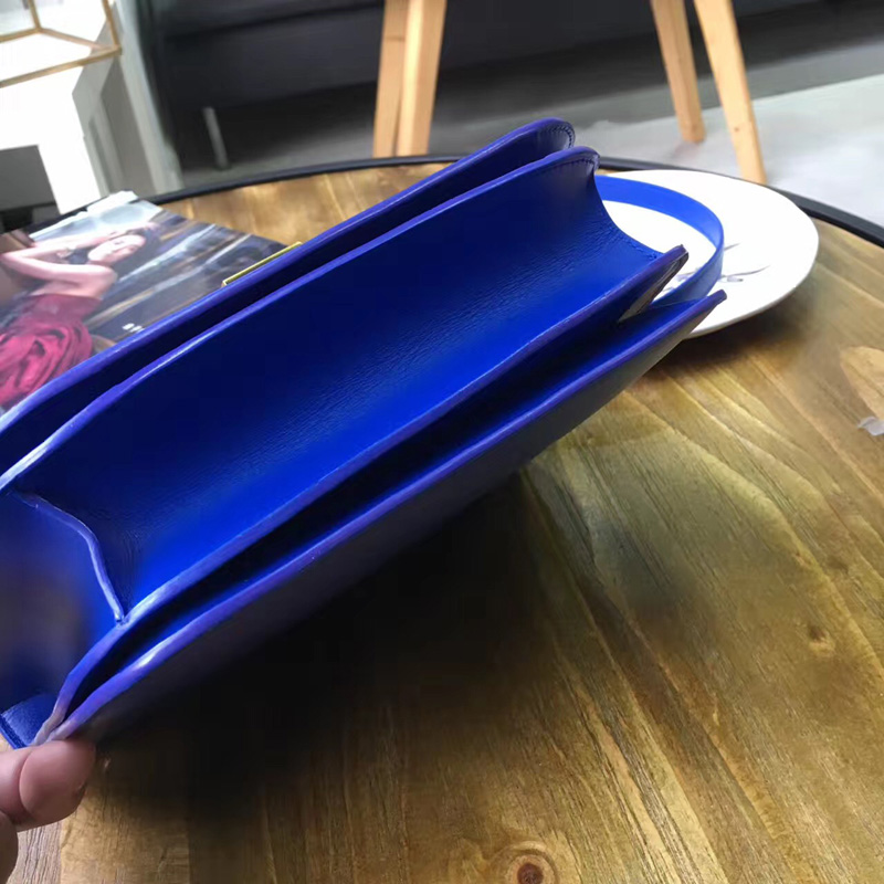 賽琳Celine box女包 賽琳豆腐包 Celine CLASSIC中號 單肩斜挎包 蘭色