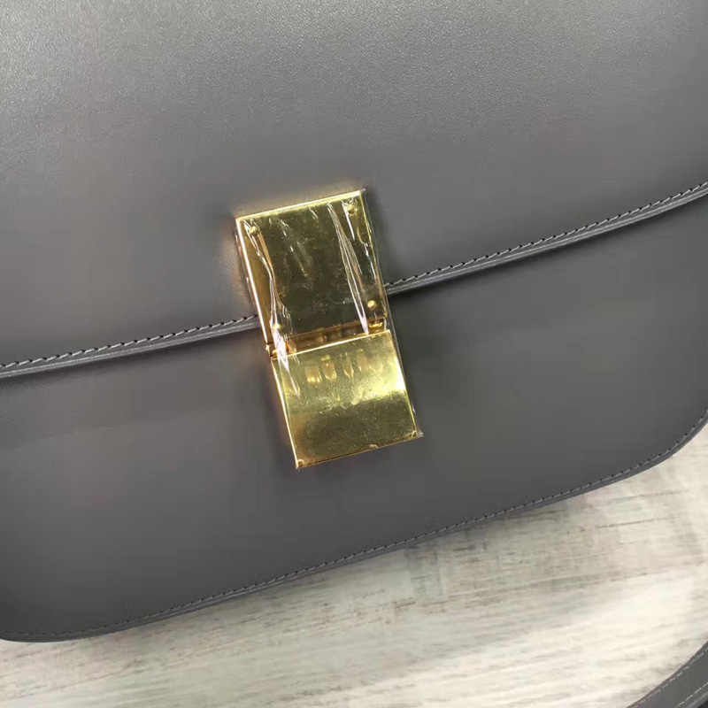 賽琳Celine box女包 賽琳豆腐包 Celine CLASSIC中號 單肩斜挎包 灰色