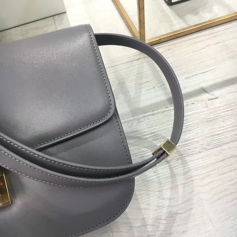 賽琳Celine box女包 賽琳豆腐包 Celine CLASSIC中號 單肩斜挎包 灰色