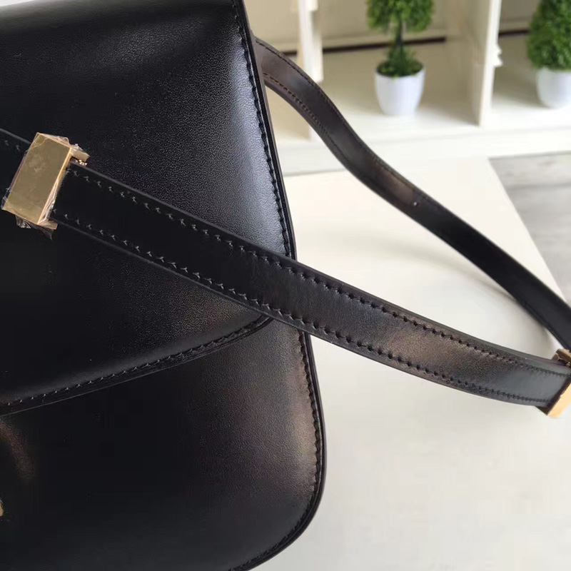 賽琳Celine box女包 賽琳豆腐包 Celine CLASSIC中號 單肩斜挎包 平紋黑色