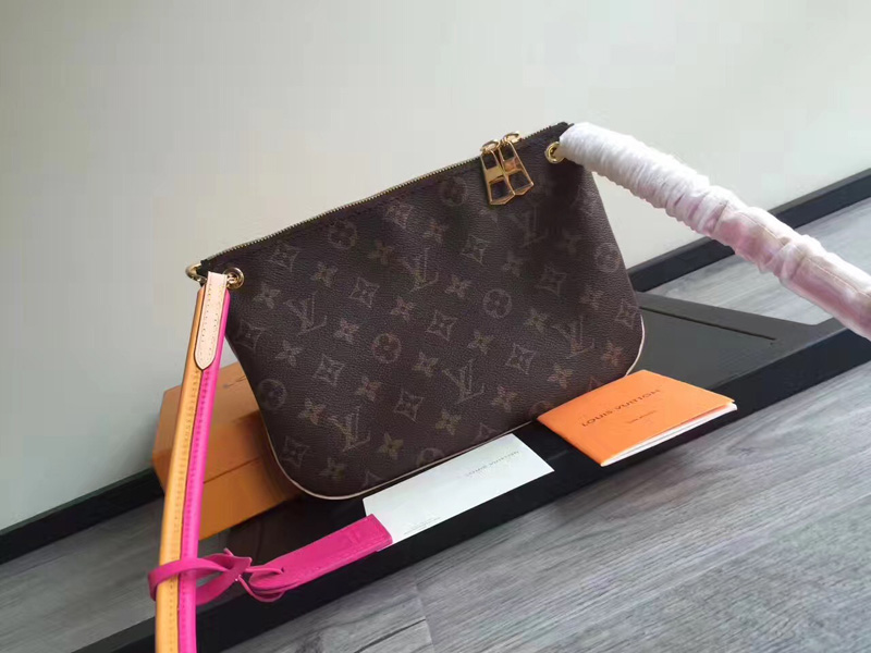 M44053 LV LORETTE 手袋 LV2017新款拼色肩帶經典老花 LV女士單肩斜挎包