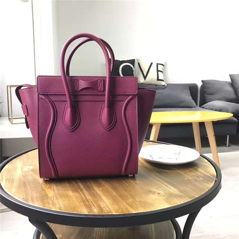 2017賽琳 celine笑臉包 囧臉包真皮女包 頭層牛皮 翅膀手提包 玫紅色