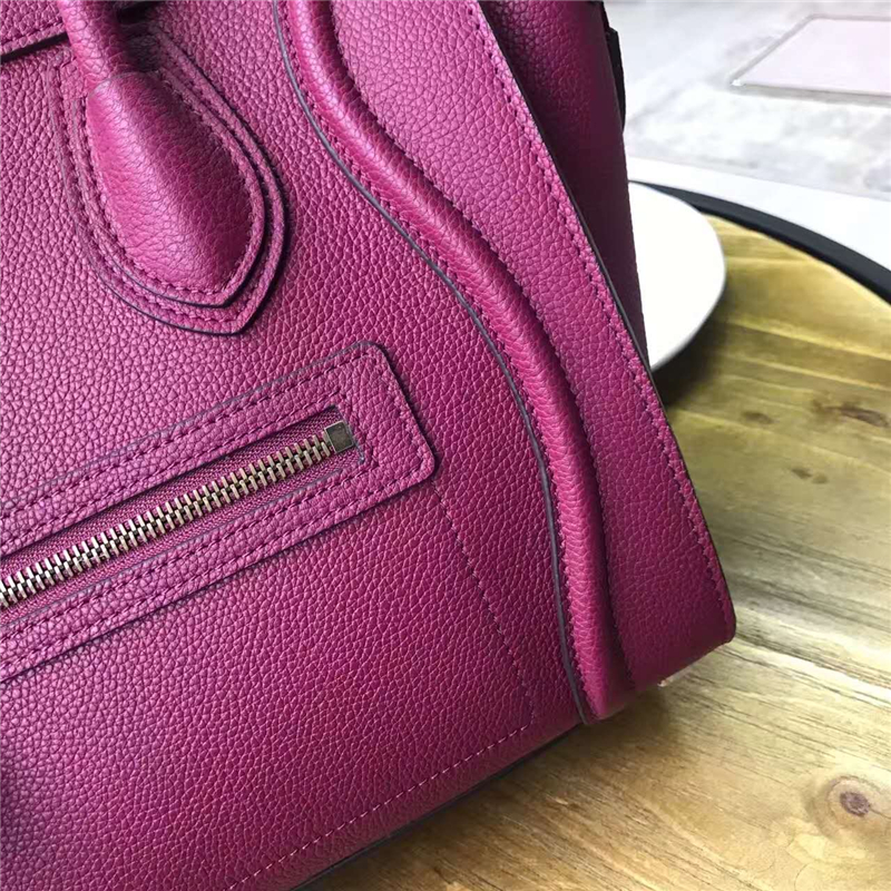 2017賽琳 celine笑臉包 囧臉包真皮女包 頭層牛皮 翅膀手提包 玫紅色