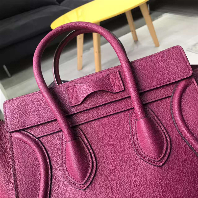 2017賽琳 celine笑臉包 囧臉包真皮女包 頭層牛皮 翅膀手提包 玫紅色