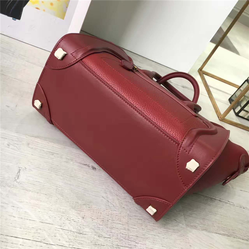 2017賽琳 celine笑臉包 囧臉包真皮女包 頭層牛皮 翅膀手提包 珊瑚紅