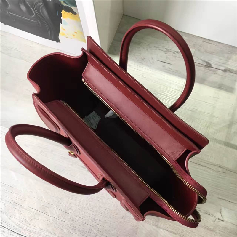 2017賽琳 celine笑臉包 囧臉包真皮女包 頭層牛皮 翅膀手提包 珊瑚紅