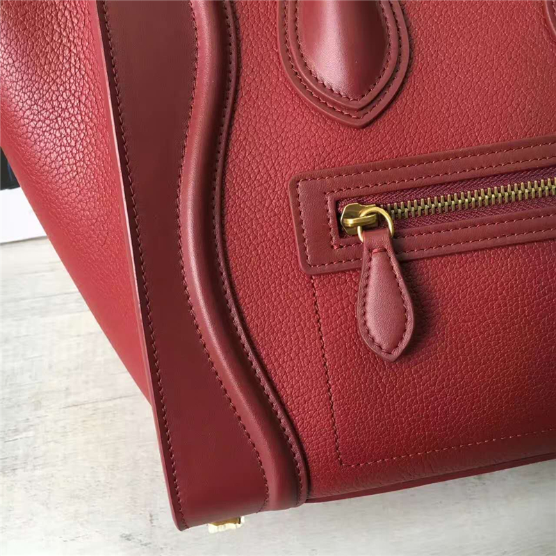 2017賽琳 celine笑臉包 囧臉包真皮女包 頭層牛皮 翅膀手提包 珊瑚紅