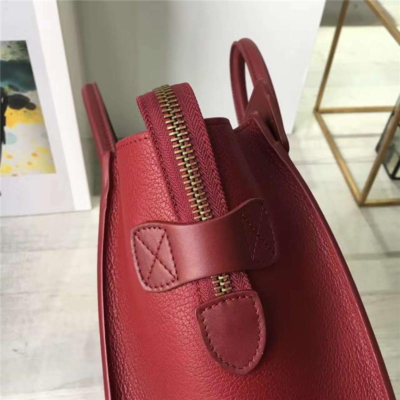 2017賽琳 celine笑臉包 囧臉包真皮女包 頭層牛皮 翅膀手提包 珊瑚紅