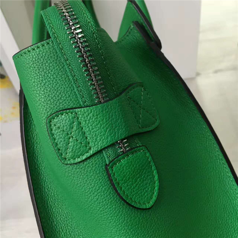 2017賽琳 celine笑臉包 囧臉包真皮女包 頭層牛皮 荔枝紋 翅膀手提包 竹子綠