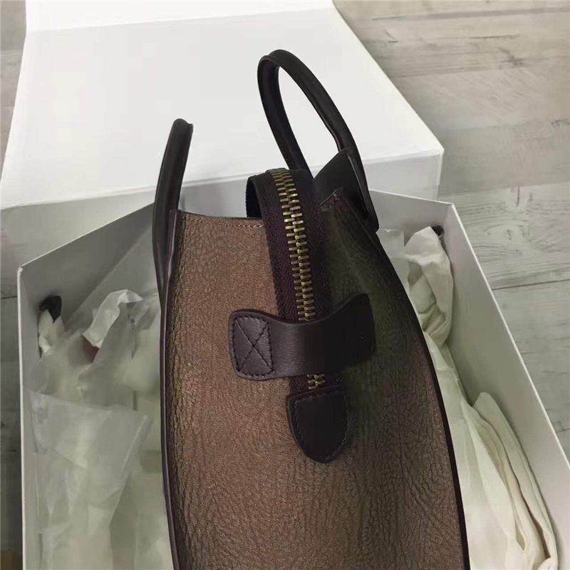 2017賽琳 celine笑臉包囧臉包 頭層牛皮 三色拼接 翅膀手提包 牛津白/深啡/綠棕