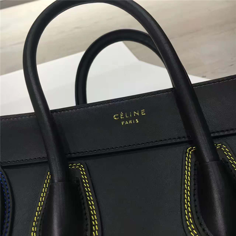 2017賽琳 celine笑臉包 囧臉包真皮女包 頭層牛皮 翅膀手提包 三色線 黑色