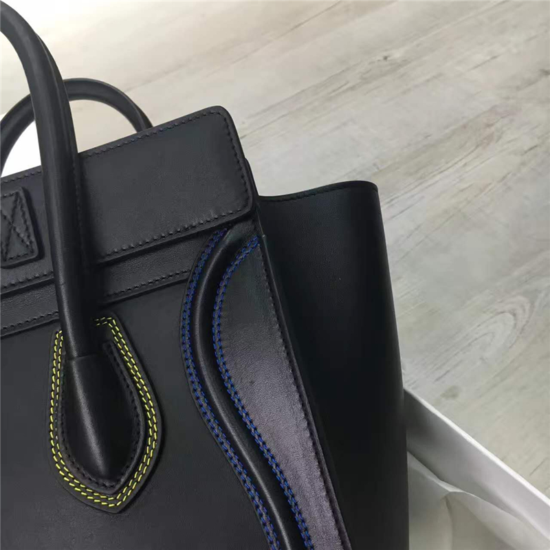 2017賽琳 celine笑臉包 囧臉包真皮女包 頭層牛皮 翅膀手提包 三色線 黑色