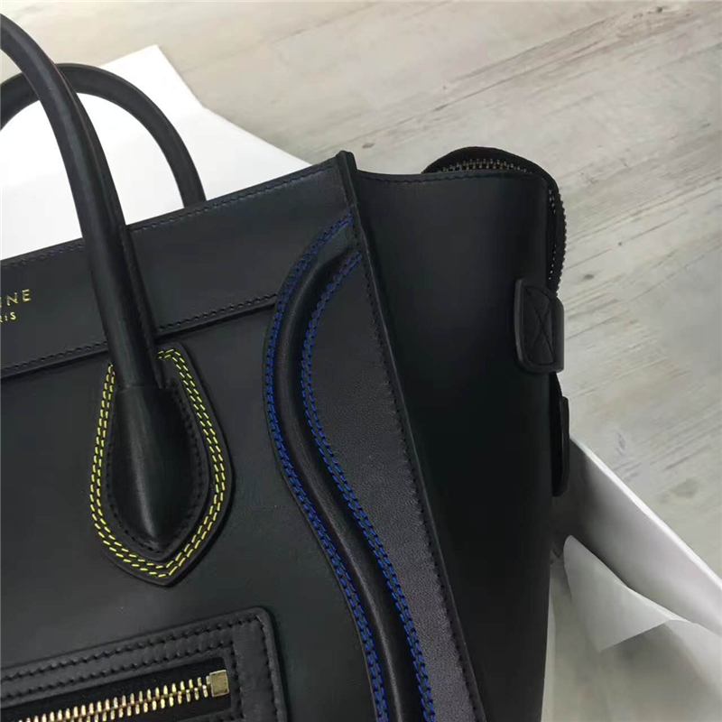 2017賽琳 celine笑臉包 囧臉包真皮女包 頭層牛皮 翅膀手提包 三色線 黑色