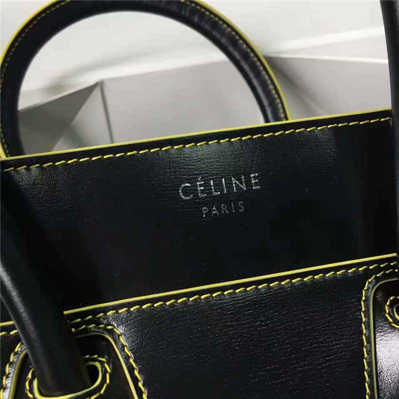 2017拼色笑臉包 囧臉包真皮女包 頭層牛皮 翅膀手提包 黑色黃線