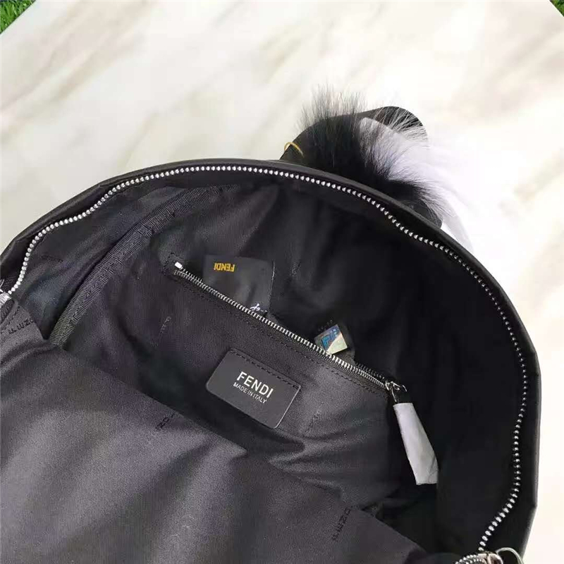 Fendi雙肩包 芬迪新款一撮毛小怪獸白眼睛拼皮 芬迪雙肩包 藍額頭