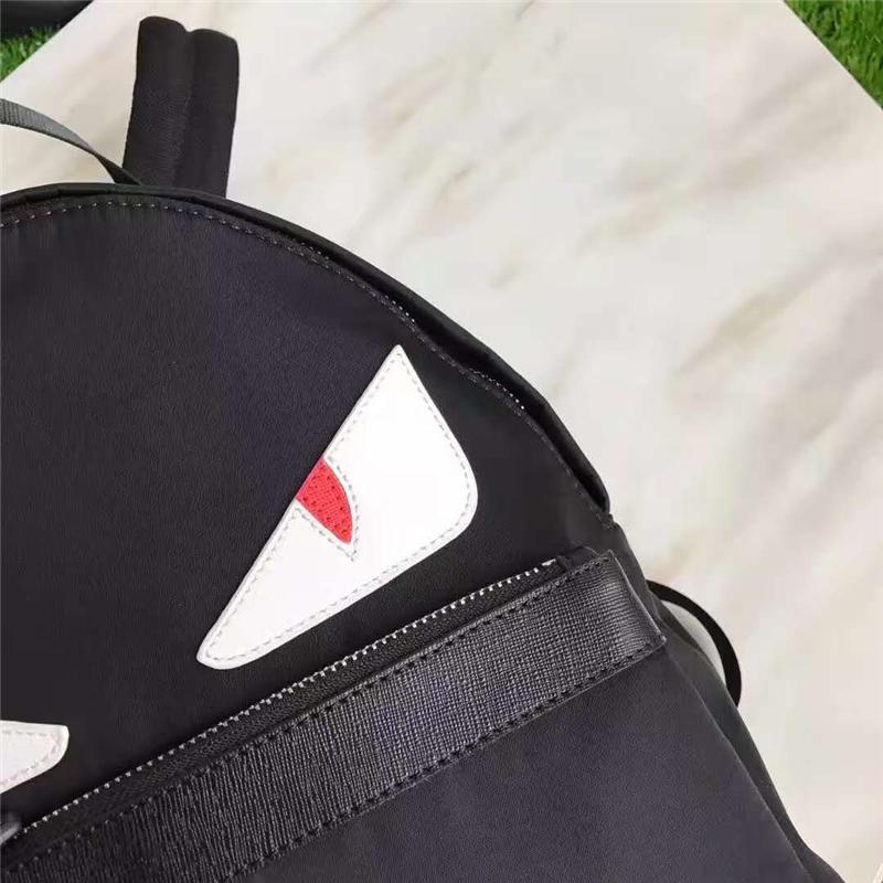 Fendi雙肩包 芬迪經典小怪獸眼睛 芬迪雙肩包 Fendi帆布雙肩包 黑色白眼