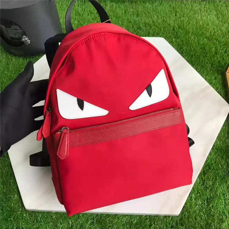 Fendi雙肩包 芬迪經典小怪獸眼睛 芬迪雙肩包 Fendi帆布雙肩包 紅色/白眼