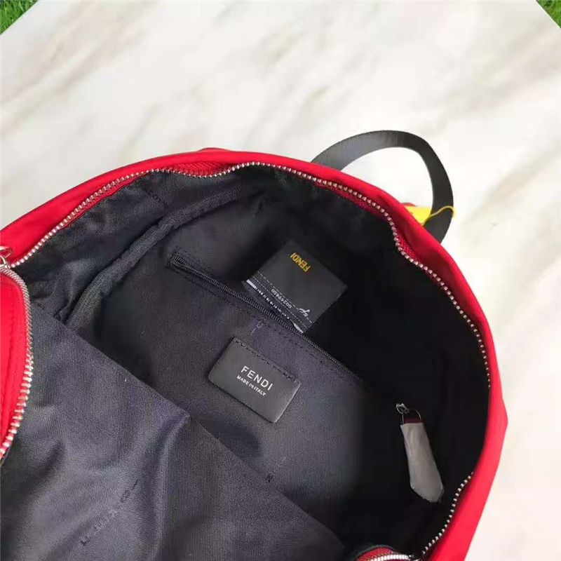 Fendi雙肩包 芬迪經典小怪獸眼睛 芬迪雙肩包 Fendi帆布雙肩包 紅色/白眼