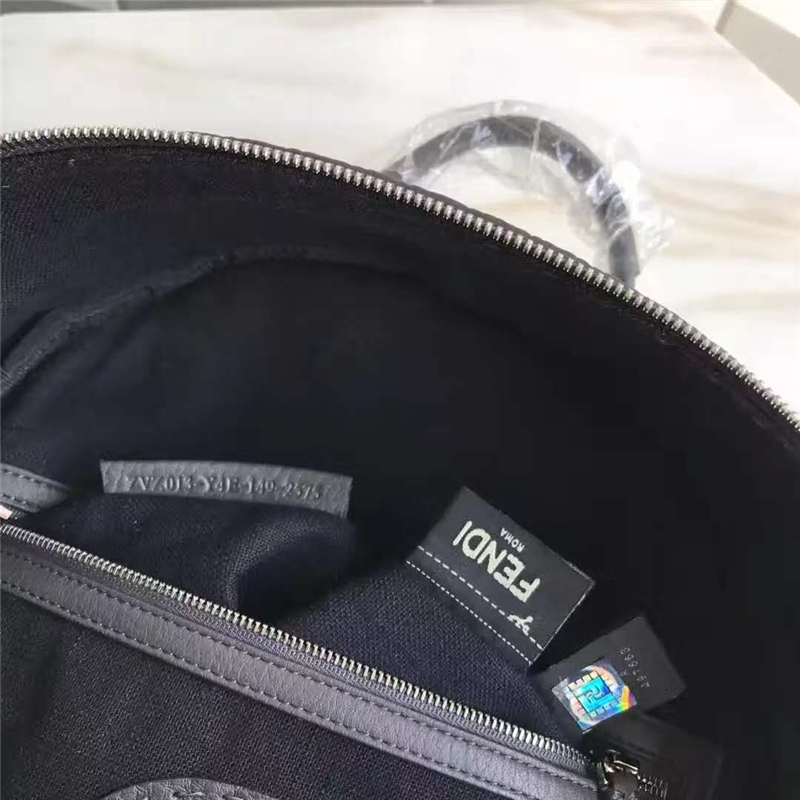 Fendi芬迪新款雙肩包 Fendi經典小怪獸眼睛 小牛皮 芬迪雙肩背包 黑/黃