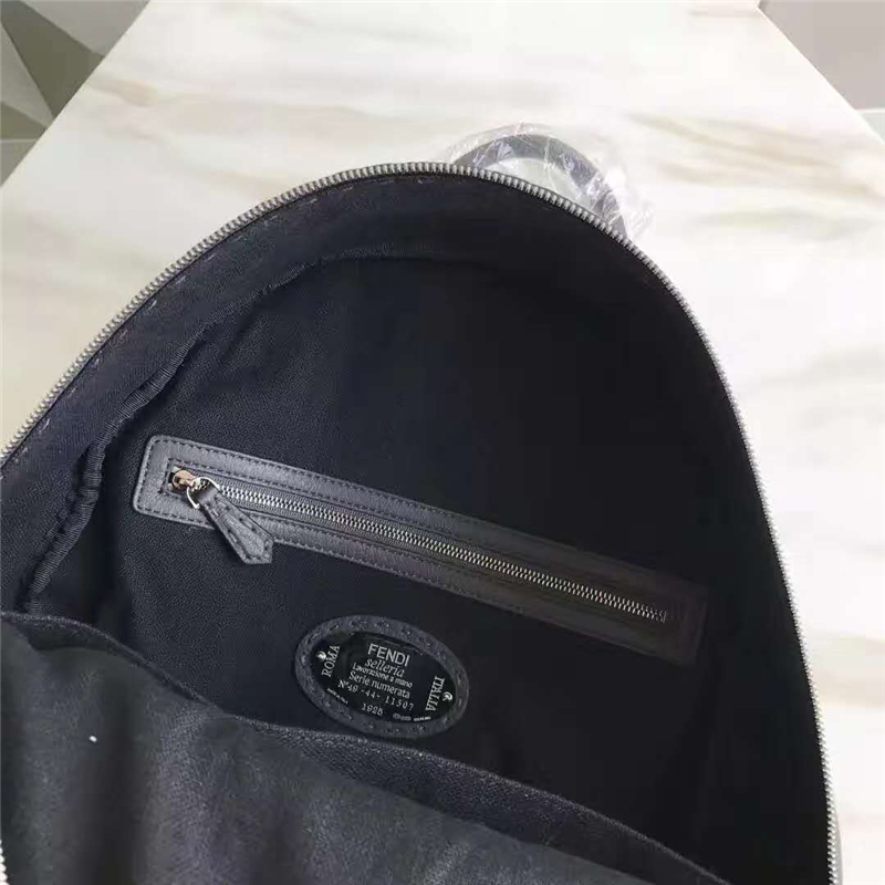 Fendi芬迪新款雙肩包 Fendi經典小怪獸眼睛 小牛皮 芬迪雙肩背包 黑/黃