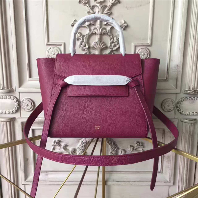 Celine賽琳 2017新款 Celine鯰魚包 光滑牛皮 流蘇裝飾鯰魚手提包 酒紅色