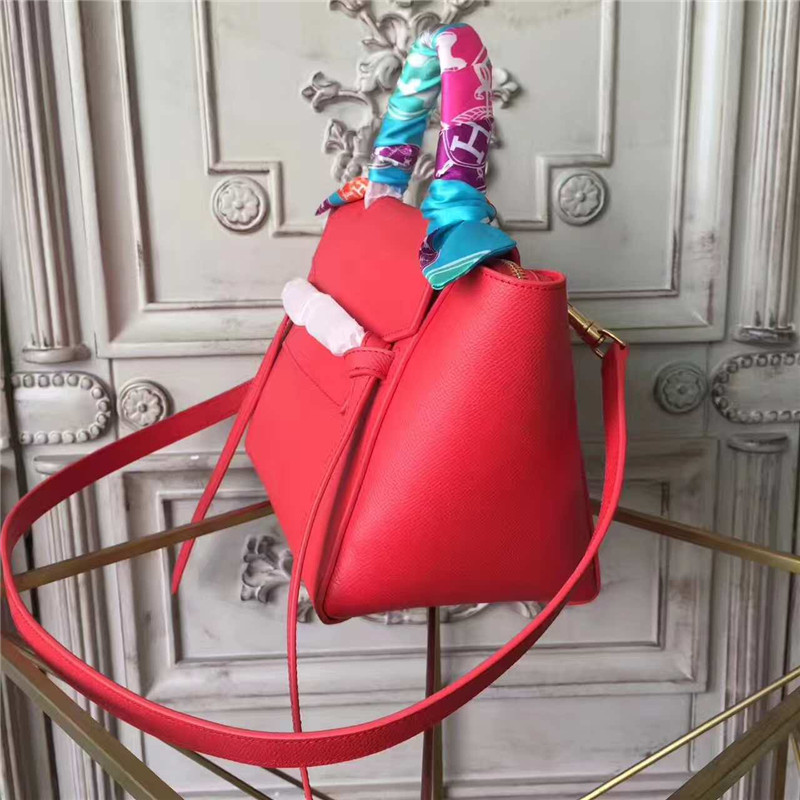 Celine賽琳 2017新款 Celine鯰魚包 光滑牛皮 流蘇裝飾鯰魚手提包 手掌紋紅