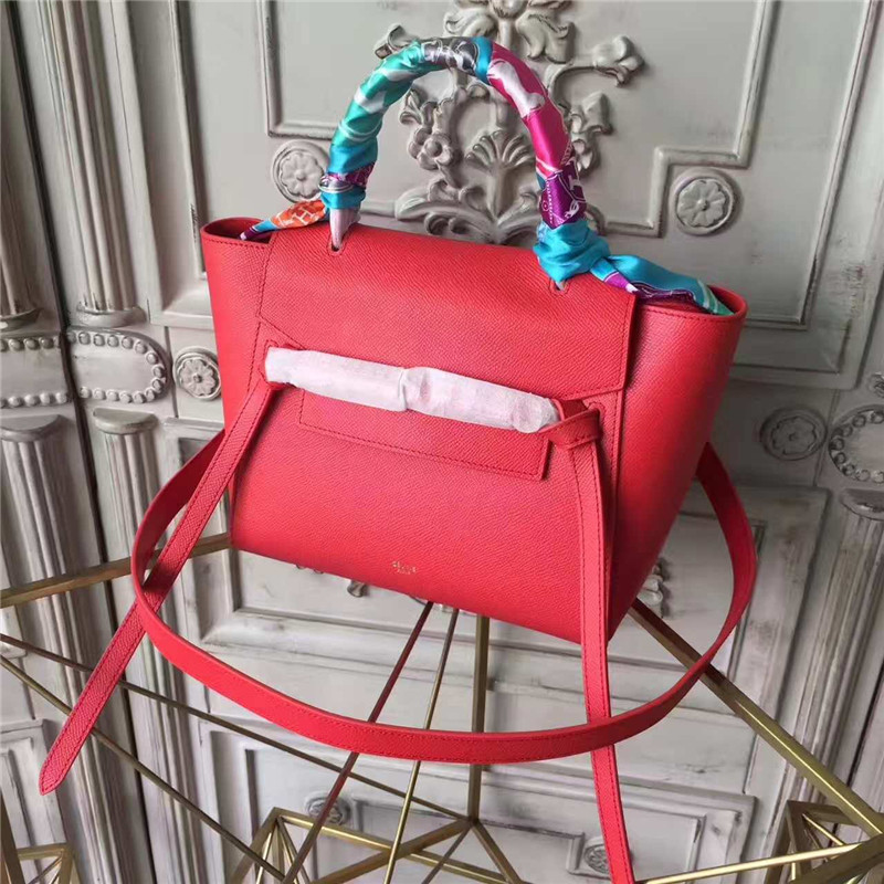 Celine賽琳 2017新款 Celine鯰魚包 光滑牛皮 流蘇裝飾鯰魚手提包 手掌紋紅