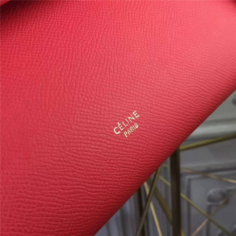 Celine賽琳 2017新款 Celine鯰魚包 光滑牛皮 流蘇裝飾鯰魚手提包 手掌紋紅