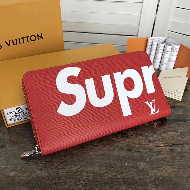 M60632 LV Supreme 聯名系列限量版Zippy Organizer 拉鏈錢夾 LV錢包全開 紅色